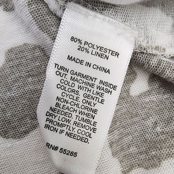 Express Womens Top Tee Large Linen Blend Animal Print Short Cap Sleeve Scoop - Picture 8 of 9